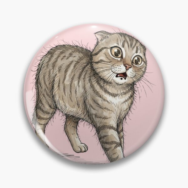 Item preview, Funny Watercolor Shocked Scottish Fold Cat Surprised Face Art designed and sold by BreezifyDesignStudio.