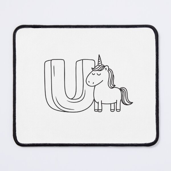 Item preview, Letter U Beside Cute Unicorn designed and sold by rasagamastore.