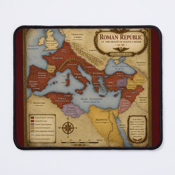 Item preview, Roman Republic Map (44 BC) | Julius Caesar Historical Atlas designed and sold by RockyAtlas.
