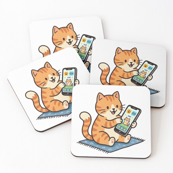 Item preview, cat using phone designed and sold by Leaf-ST.