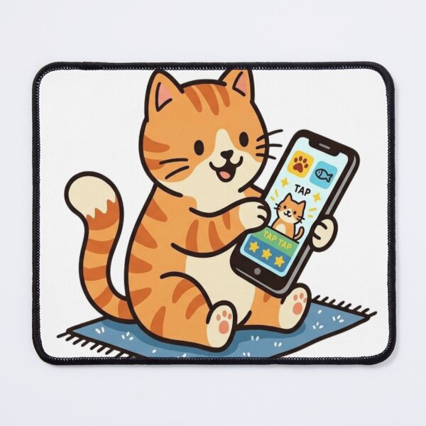 Item preview, cat using phone designed and sold by Leaf-ST.
