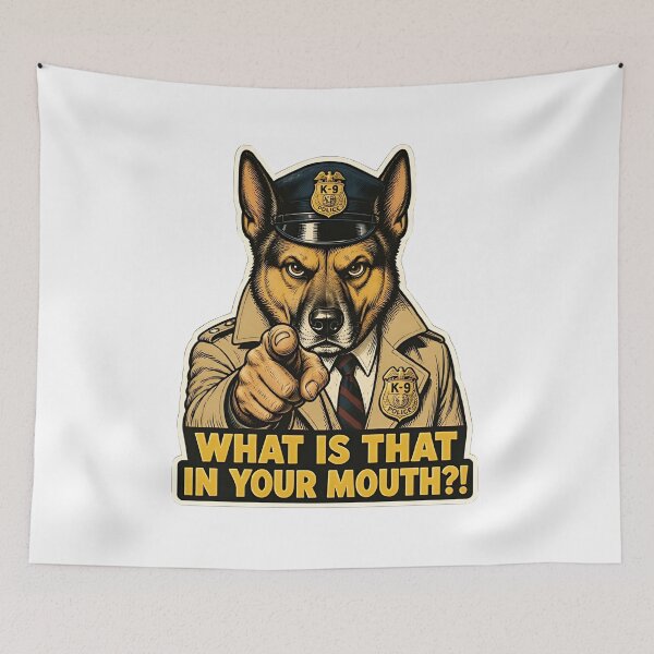Item preview, What Is That In Your Mouth Funny K9 Dog Sticker designed and sold by RareVisuals.