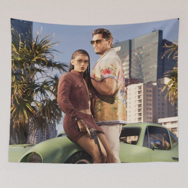 Item preview, Crime Couple Art - Tropical Action Retro Gaming Sticker designed and sold by Billy Morfo™.