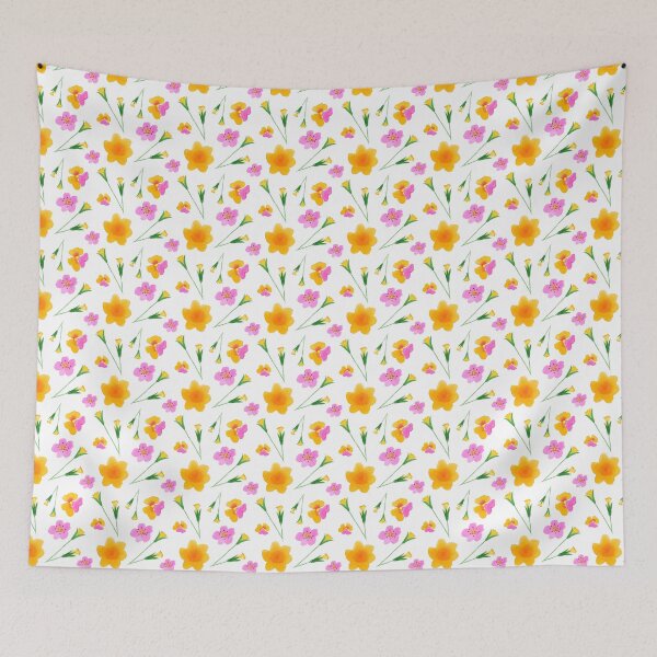 Item preview, Watercolor Flowers in Pink and Orange designed and sold by lesrubadesigns.