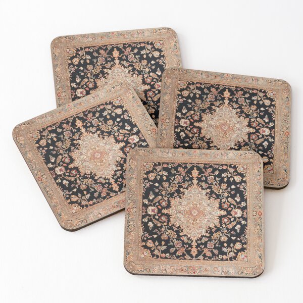 Item preview, Antique Rug Floral Oriental Vernal Color Black Gold Carpet designed and sold by GrinGalore.