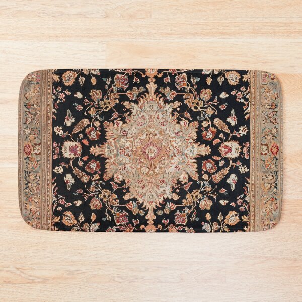 Item preview, Antique Rug Floral Oriental Vernal Color Black Gold Carpet designed and sold by GrinGalore.