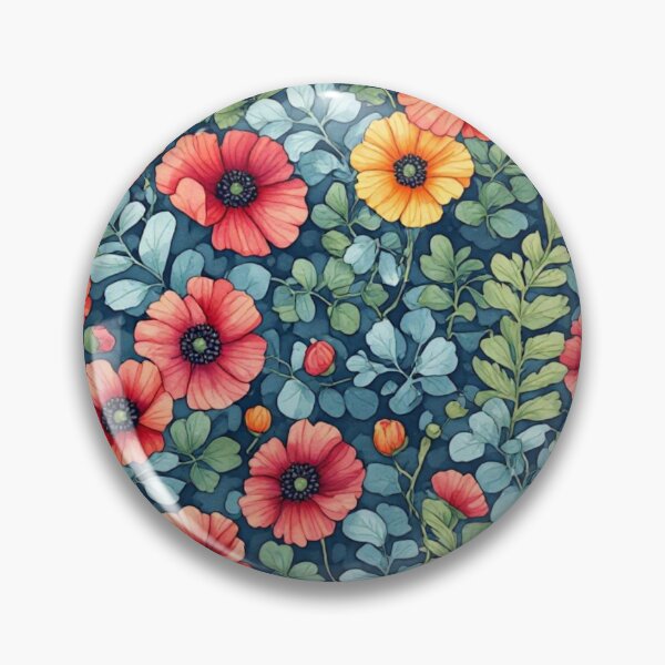 Item preview, Red Poppies and Eucalyptus Leaf Teal Seamless Pattern designed and sold by dcohea.