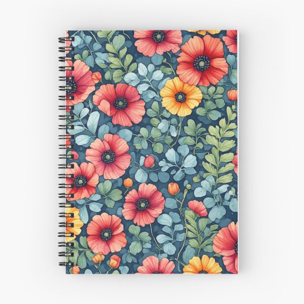 Item preview, Red Poppies and Eucalyptus Leaf Teal Seamless Pattern designed and sold by dcohea.