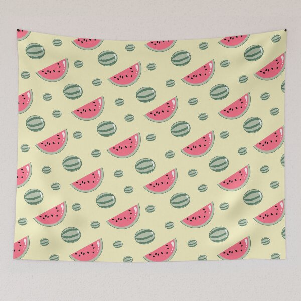 Item preview, Kawaii Watermelon Seamless pattern with pastel yellow background designed and sold by Sugarflumpairy2.