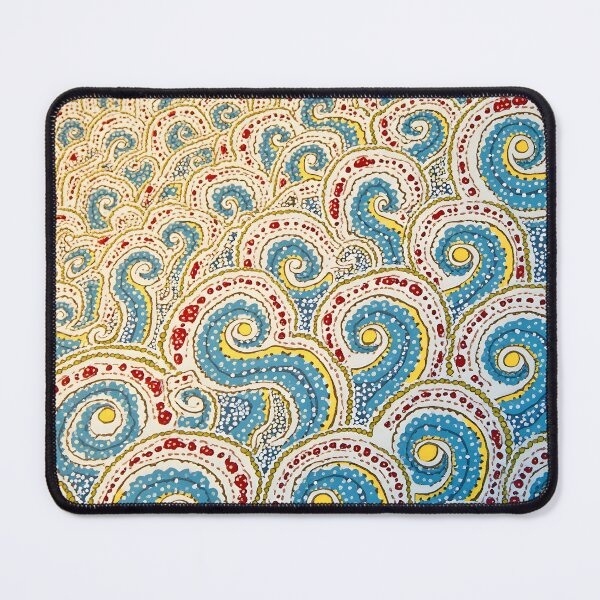 Item preview, Aboriginal Inspired Dot Art - Aquamarine Swirling Waves Pattern designed and sold by GrinGalore.