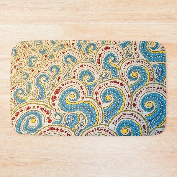 Item preview, Aboriginal Inspired Dot Art - Aquamarine Swirling Waves Pattern designed and sold by GrinGalore.