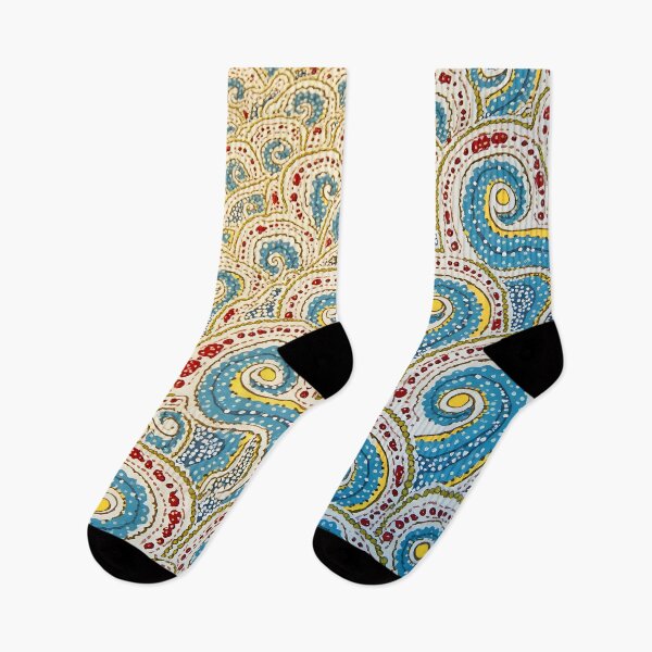 Item preview, Aboriginal Inspired Dot Art - Aquamarine Swirling Waves Pattern designed and sold by GrinGalore.