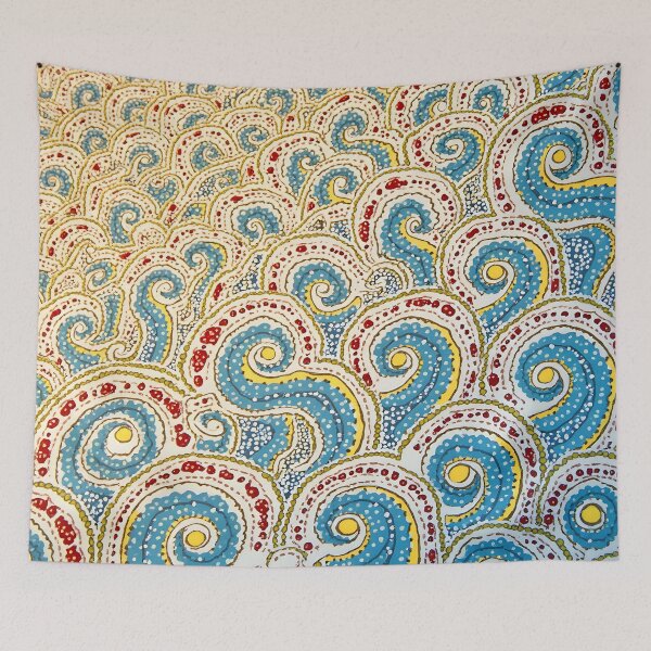 Item preview, Aboriginal Inspired Dot Art - Aquamarine Swirling Waves Pattern designed and sold by GrinGalore.