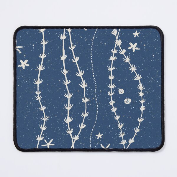 Item preview, Seaweed Starfish Sand Dollar Block Print Stripe Coastal Beach House Decor Mist Blue designed and sold by RenattaZare.