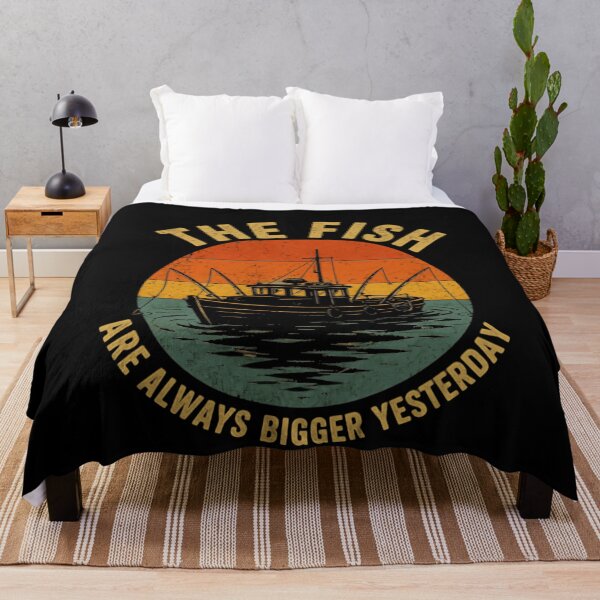 Item preview, The Fish Are Always Bigger Yesterday Fishing Humor Fisherman Angler designed and sold by HumansStuck12.