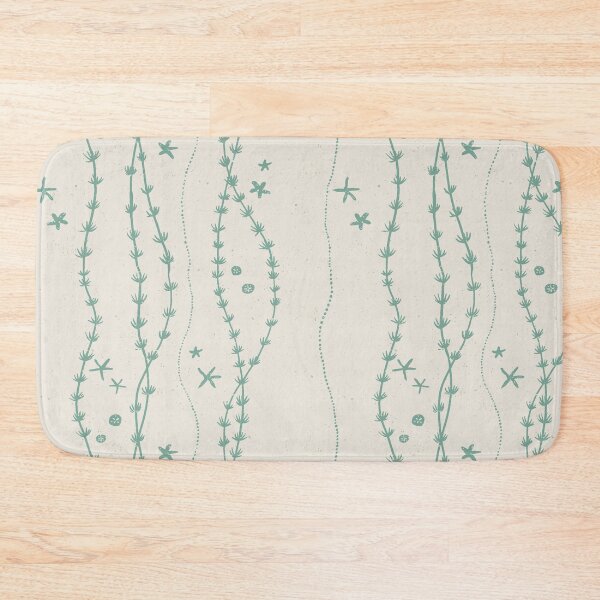 Item preview, Seaweed Starfish Sand Dollar Block Print Stripe Coastal Beach House Decor Stone Beige designed and sold by RenattaZare.