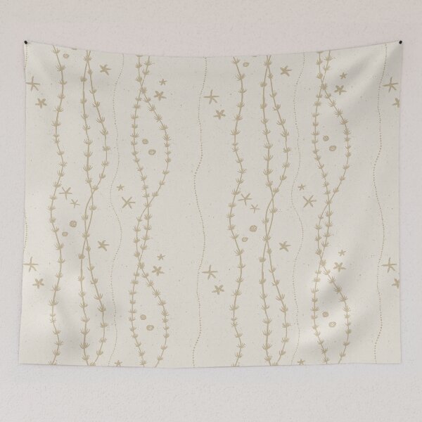 Item preview, Seaweed Starfish Sand Dollar Block Print Stripe Coastal Beach House Decor Terracotta designed and sold by RenattaZare.