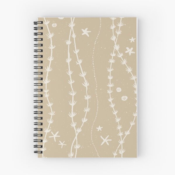 Item preview, Seaweed Starfish Sand Dollar Block Print Stripe Coastal Beach House Decor Warm Sand designed and sold by RenattaZare.