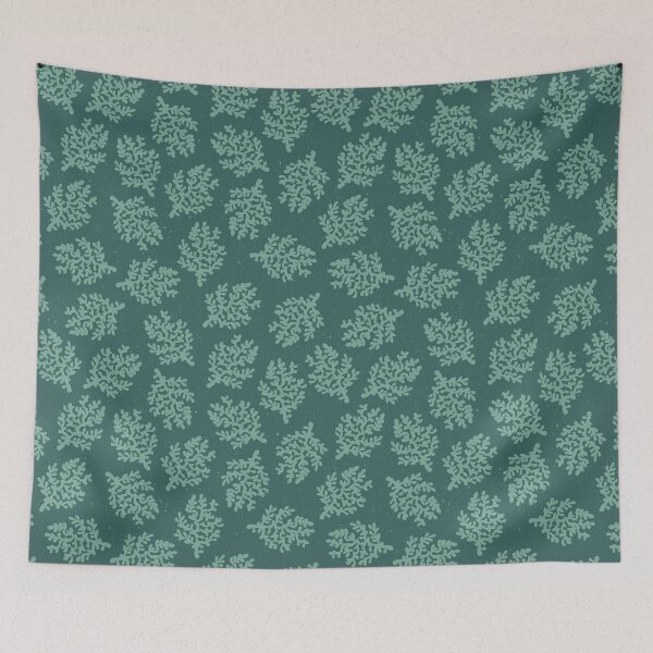 Item preview, Coral Branch Block Print Coastal Toss Blender Beach House Bedroom Decor Teal designed and sold by RenattaZare.