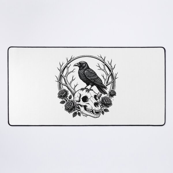Item preview, Gothic Raven Wolf Skull Rose T-Shirt | Dark Nature Crow Bones Floral Tee designed and sold by HopeAndHustle.