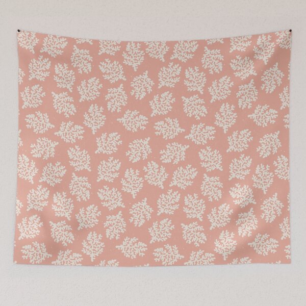 Item preview, Coral Branch Block Print Coastal Toss Blender Beach House Bedroom Decor Warm Orange designed and sold by RenattaZare.