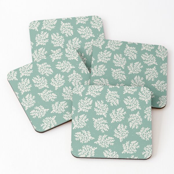 Item preview, Coral Branch Block Print Coastal Toss Blender Beach House Bedroom Decor Soft Teal designed and sold by RenattaZare.