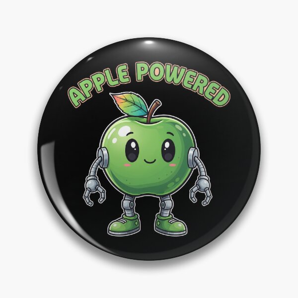 Item preview, Apple Powered Funny Robot Fruit Cartoon designed and sold by Canvas-Whispers.
