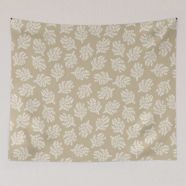 Item preview, Coral Branch Block Print Coastal Toss Blender Beach House Bedroom Decor Sand designed and sold by RenattaZare.