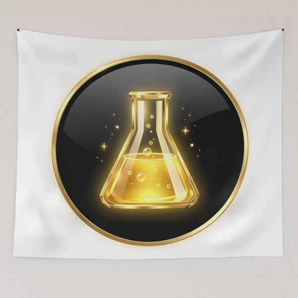 Item preview, Frasco de laboratorio dorado, icono de la química científica de lujo designed and sold by simaso.