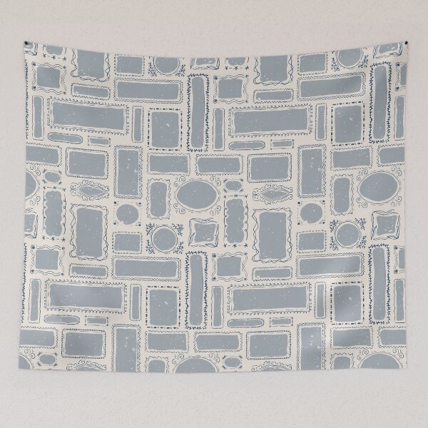 Item preview, Coastal Gallery Wall Frames Hand Drawn Folk Art Eclectic Beach House Decor Soft Blue designed and sold by RenattaZare.