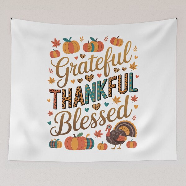 Item preview, Thankful Grateful Blessed Thanksgiving Fall Season Religious Autumn Fall designed and sold by SapfireStuArt.