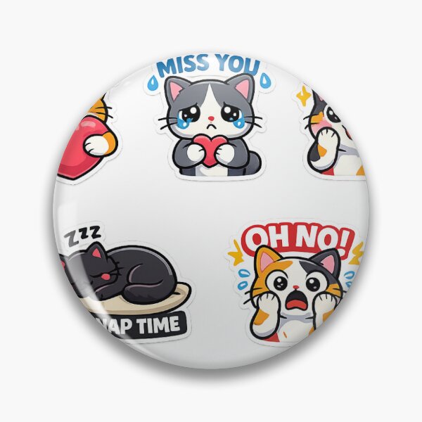 Item preview, Cat Lover Feelings – Cute Emotional Cat Sticker Pack (5 Stickers) | Kawaii 2D Vector Die-Cut designed and sold by Cutecatties.