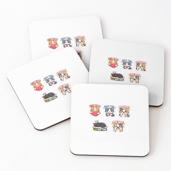 Item preview, Cat Lover Feelings – Cute Emotional Cat Sticker Pack (5 Stickers) | Kawaii 2D Vector Die-Cut designed and sold by Cutecatties.