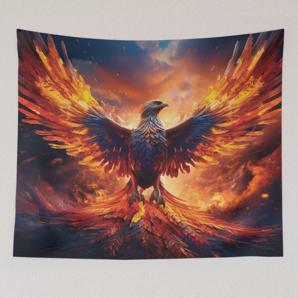 Item preview, Epic Phoenix Rising From The Ashes - Fiery Mythical Bird Art designed and sold by MDKey DESIGN.