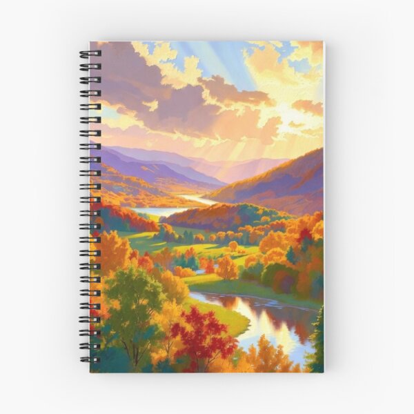 Item preview, Majestic Autumn Mountain Valley Winding River Golden Hour designed and sold by Nexus Space.