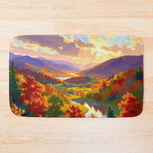 Item preview, Majestic Autumn Mountain Valley Winding River Golden Hour designed and sold by Nexus Space.