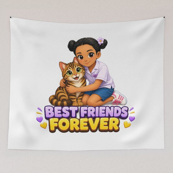 Item preview, Sammy & Oyuki – Best Friends Forever | Cute Girl & Kitten Friendship Design designed and sold by Sammy and Oyuki.