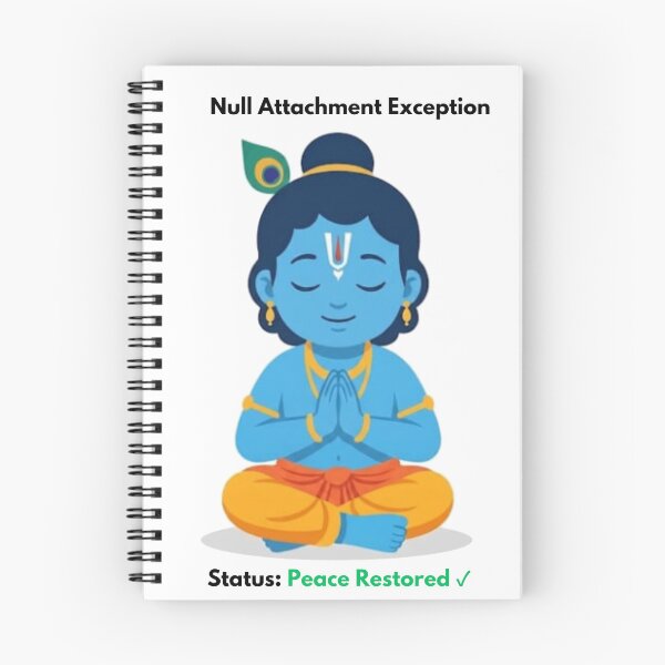 Aperçu de l'œuvre Exception de pièce jointe nulle | Sticker humoristique pour développeurs | Inspiré par Krishna créée et vendue par BhaktiByte.