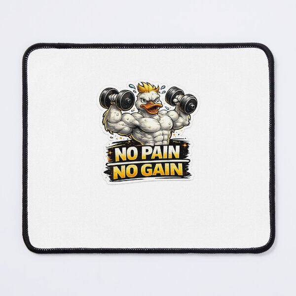 Item preview, Muscular Duck Gym Sticker – No Pain No Gain designed and sold by TheStickerVerse98.