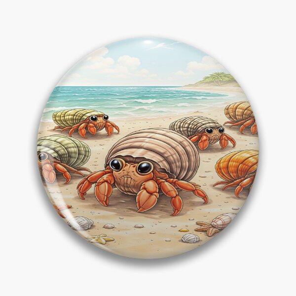 Item preview, Adorable Hermit Crab Family Exploring a Sunny Seashore designed and sold by Artisan Finds Online.