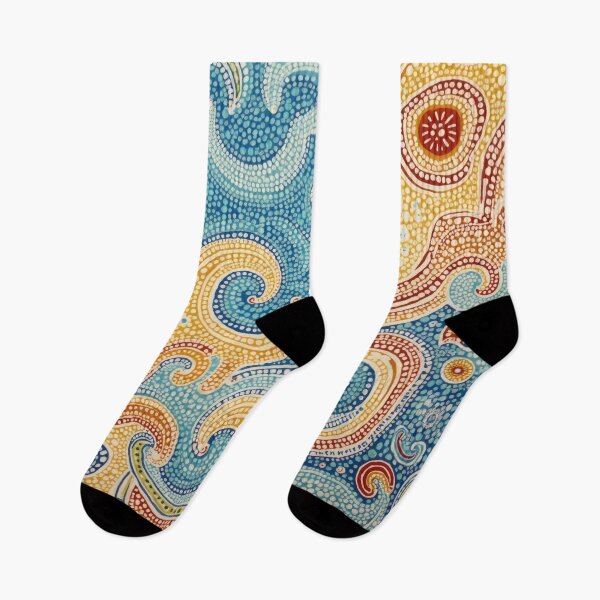 Item preview, Aboriginal Inspired Dot Art - With Aquamarine Big Waves Pattern designed and sold by GrinGalore.