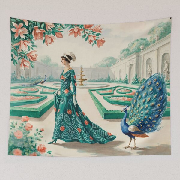 Item preview, Peacock Garden Elegance – Art Deco George Barbier Inspired Fashion Wall Art designed and sold by Tamas Das.
