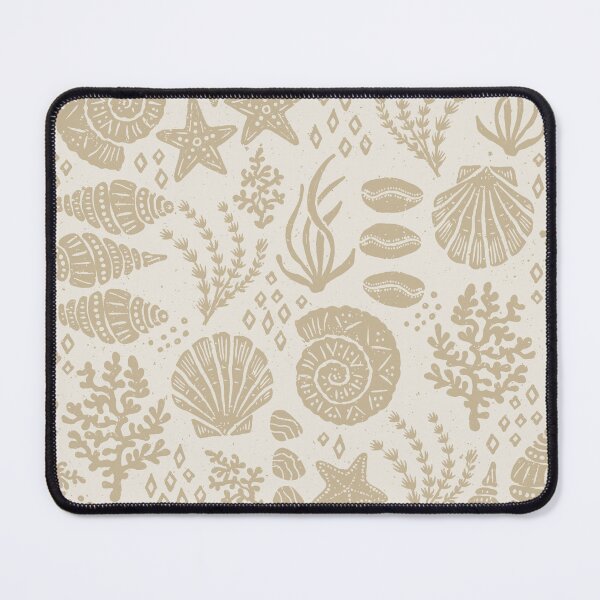 Item preview, Shells Coral Ammonite Folk Heritage Block Print Coastal Beach Cottage Decor Warm Sand designed and sold by RenattaZare.