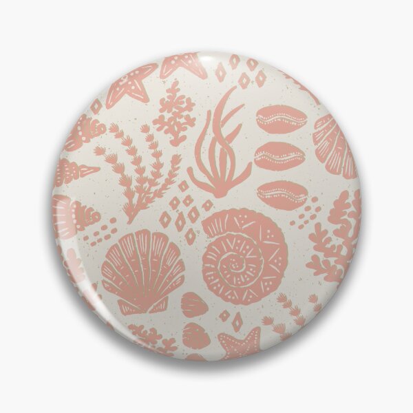 Item preview, Shells Coral Ammonite Folk Heritage Block Print Coastal Beach Cottage Decor Terracotta  designed and sold by RenattaZare.