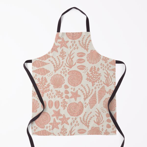 Item preview, Shells Coral Ammonite Folk Heritage Block Print Coastal Beach Cottage Decor Terracotta  designed and sold by RenattaZare.