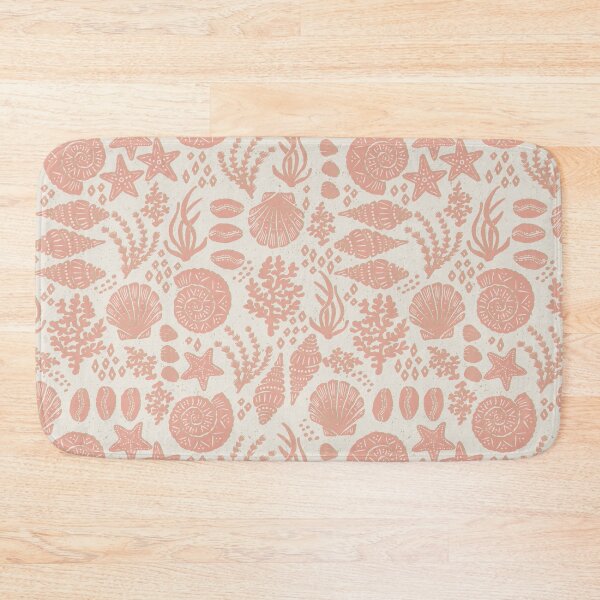 Item preview, Shells Coral Ammonite Folk Heritage Block Print Coastal Beach Cottage Decor Terracotta  designed and sold by RenattaZare.