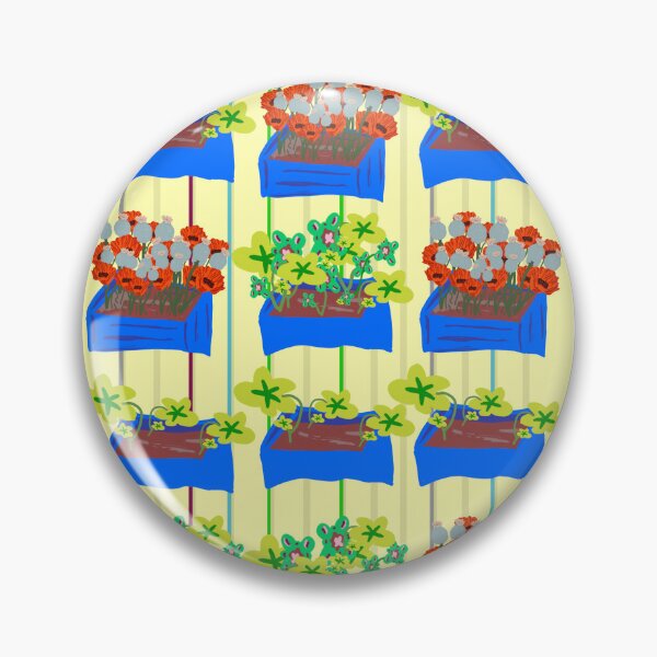 Item preview, Blue flower pots with flowers designed and sold by vibeno1.