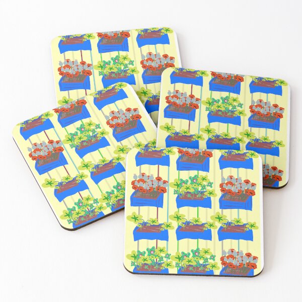 Item preview, Blue flower pots with flowers designed and sold by vibeno1.