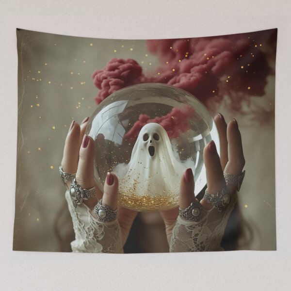 Item preview, Ghost in Crystal Ball Halloween Art designed and sold by SweetLilith.
