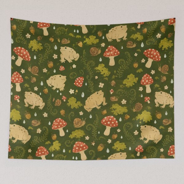 Item preview, Cottagecore Toad Mushroom Seamless Pattern designed and sold by bosamji.